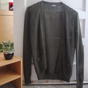 Fossil Forest Green Open Knit Cardigan